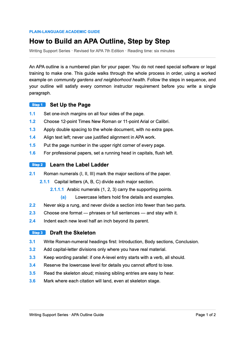 Legal plain language apa outline format